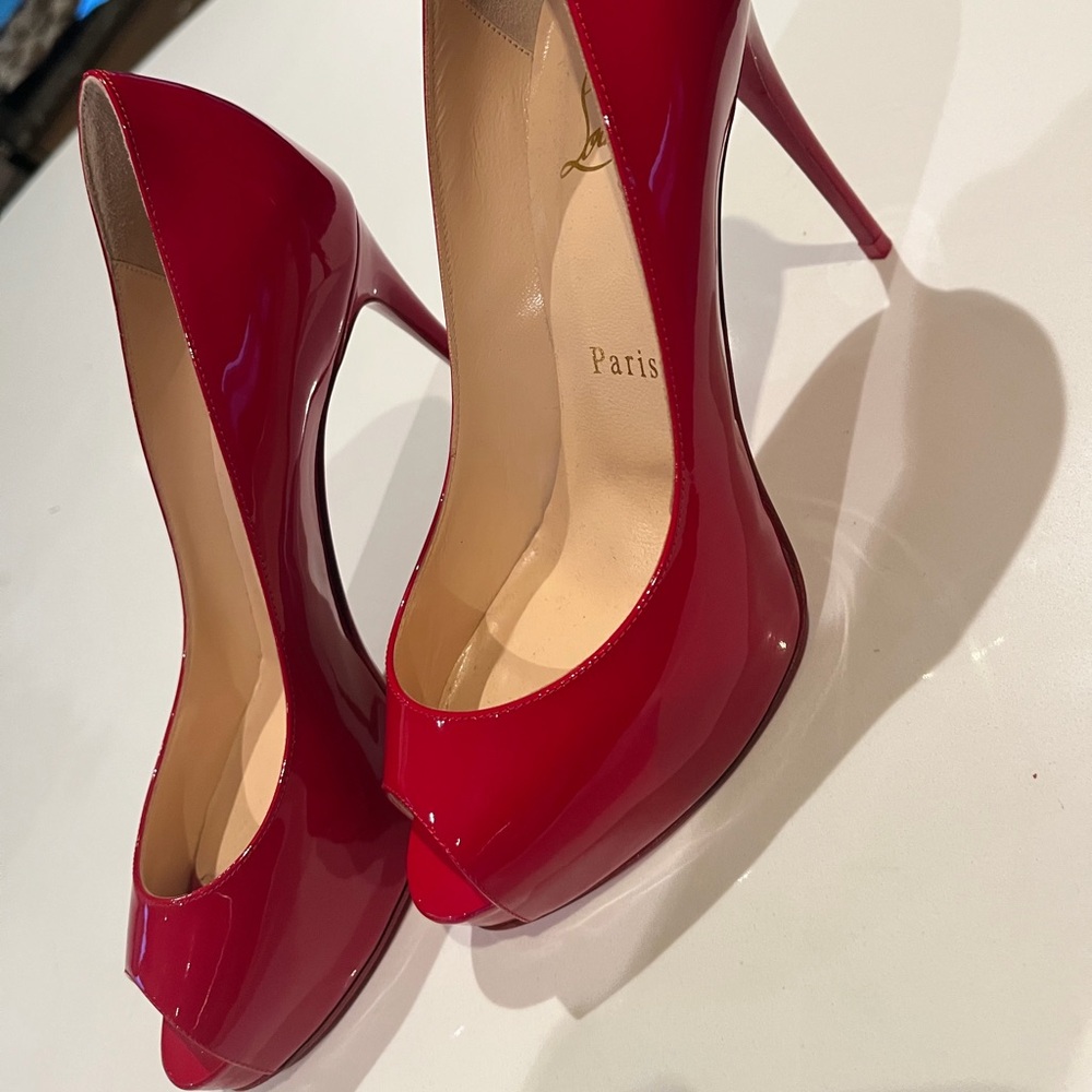 Christian Louboutin Red Peep-Toe Heels